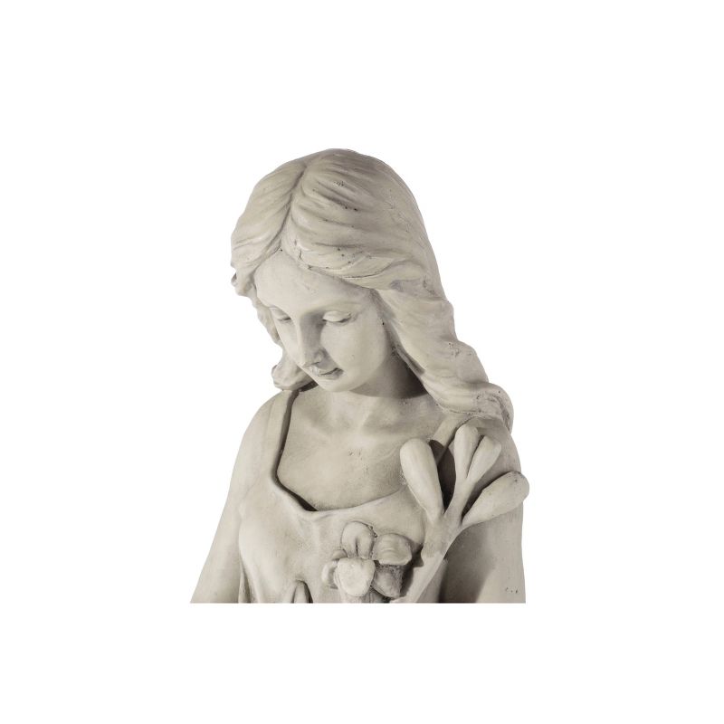 29.25" Indoor/Outdoor Resin Woman with Lily Statue White - Alfresco Home LLC