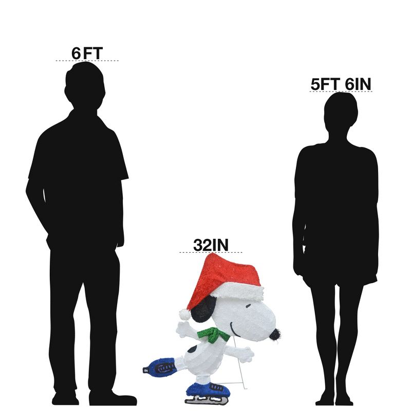 32" Peanuts Led Pre-Lit 2D Yard Art Skating Snoopy