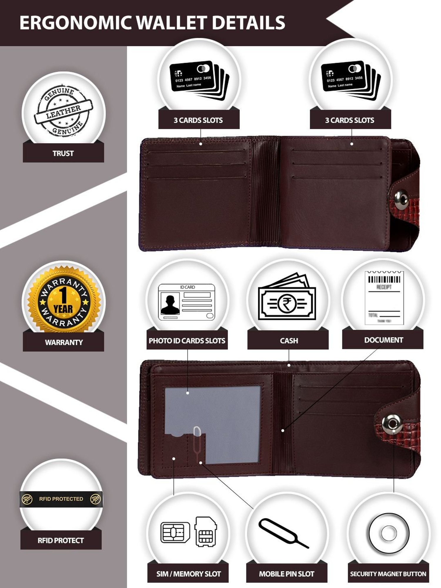 Scharf Brown Leather Rfid Bi-fold Wallet For Men