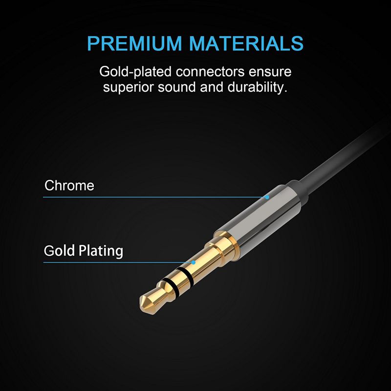 3.5mm Premium Auxiliary Audio Cable (6.6ft / 2m) AUX Cable for Headphones, iPods, iPhones, iPads, Home / Car Stereos and More (Black)