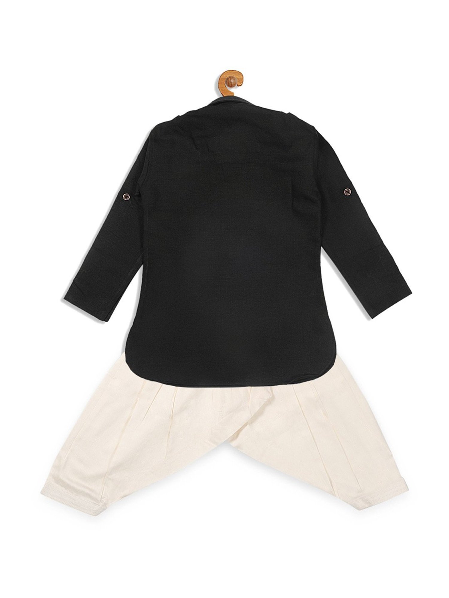 VASTRAMAY SISHU Black & White Cotton Relaxed Fit Kurta Set