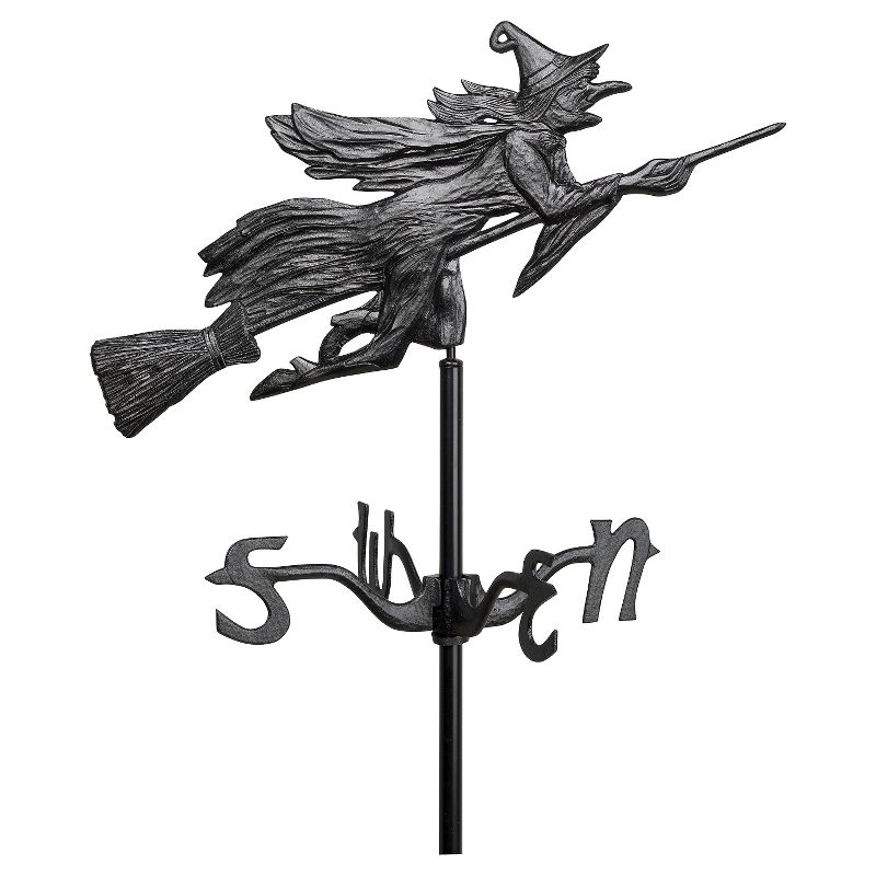 24" Flying Witch Garden Weathervane - Black - Whitehall Products
