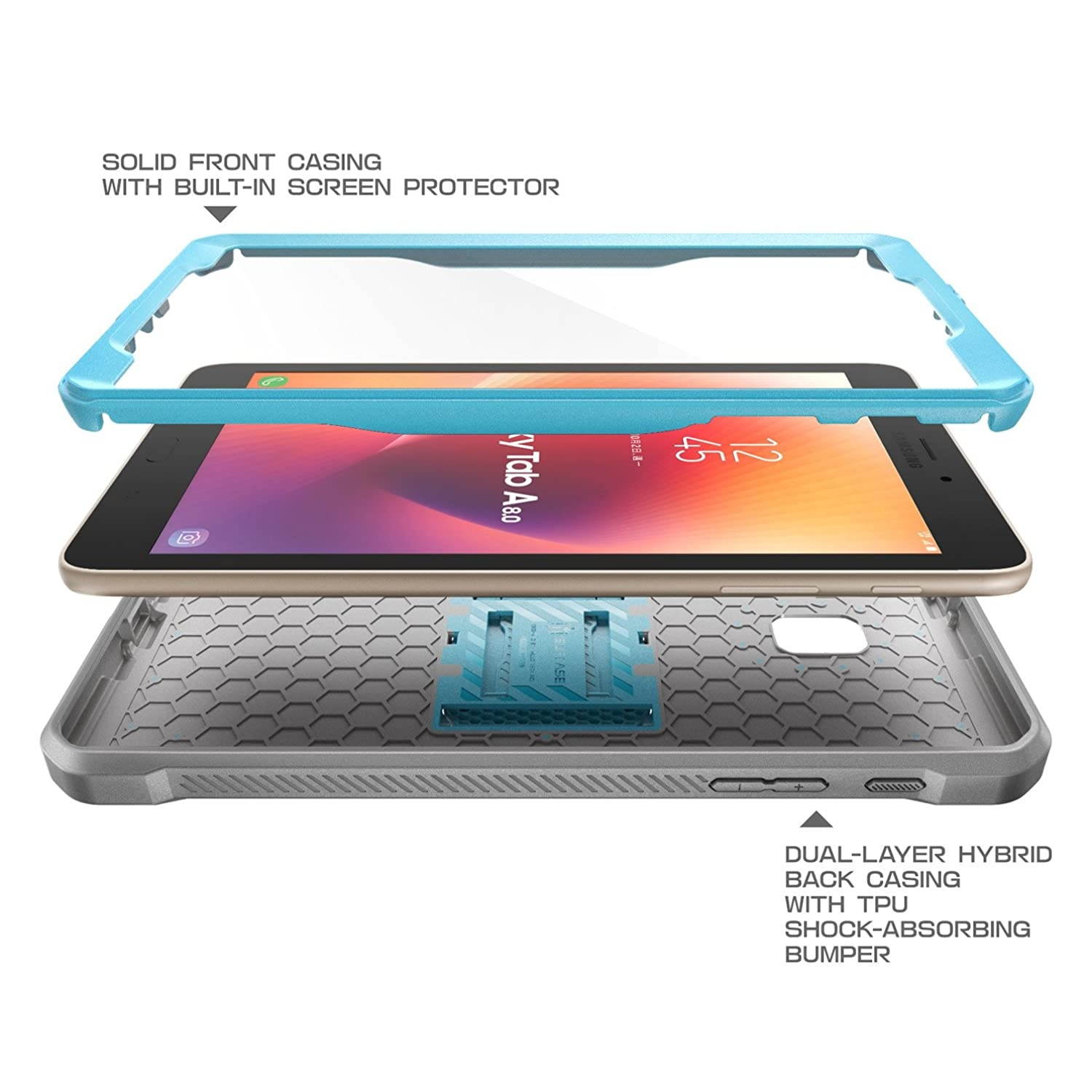 Galaxy Tab A 8.0 Case 2017, NOT Fit 2015 Tab A 8.0 SM-T350 SUPCASE UB PRO Full-Body Rugged Protective Case with Built-in Screen Protector for Samsung Galaxy Tab A 8.0 SM-T380/T385 (2017) (Blue)