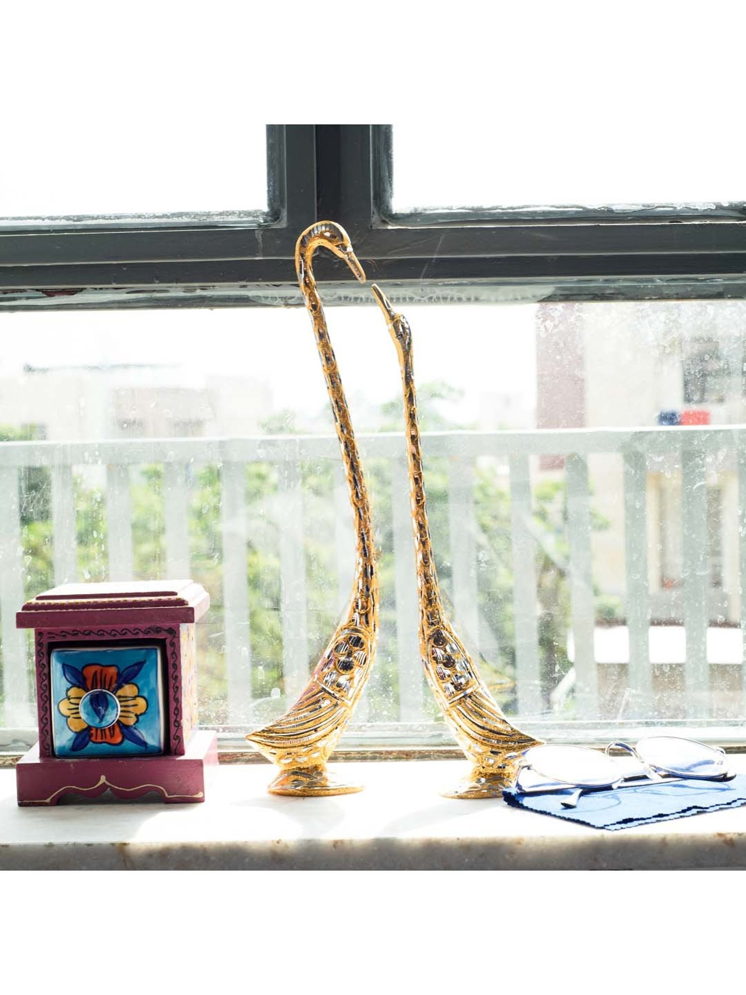 eCraftIndia Cute Love Birds with 13 Inch Height Decorative Figurine