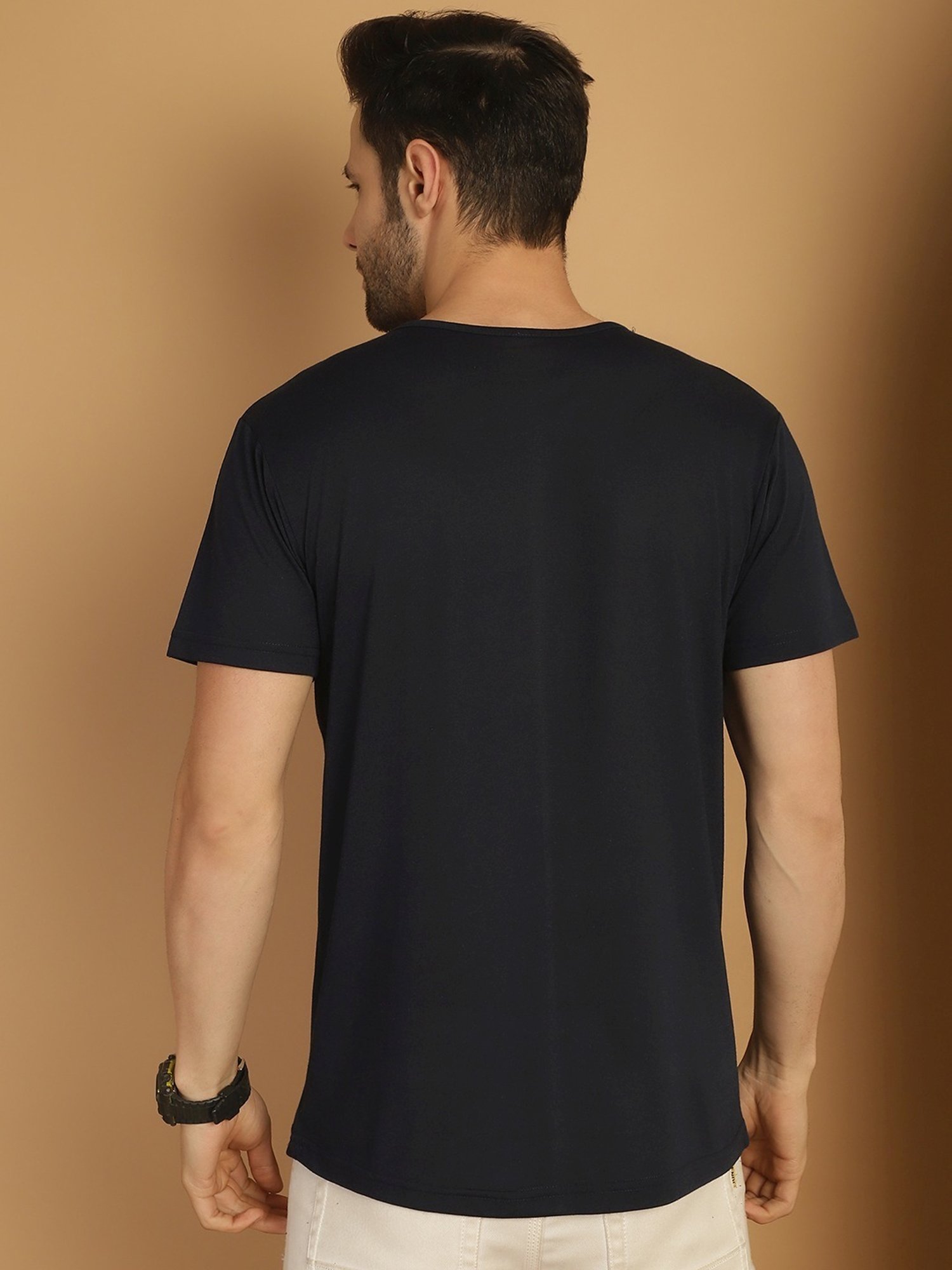 Vimal Jonney Blue & Navy Regular Fit T-Shirt