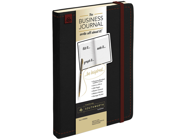 Southworth 98886-01 Business Journal, Narrow Rule, Black Cover, 8.25" x 5.13", 240 Sheets