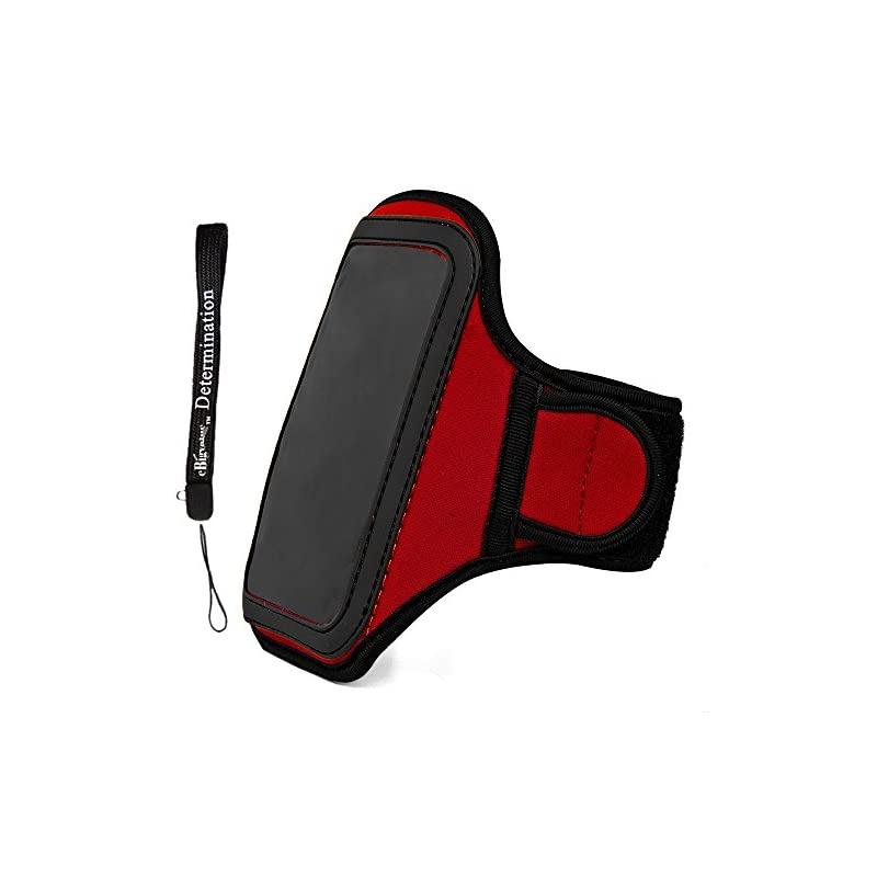 Workout Water Resistant Neoprene Armband Removable Hook and Look Strap and Key Slot Black Red and Hand Strap for BLU Dash L3 Advance 40 L3 Vivo 5 Mini Tank Xtreme 40 24