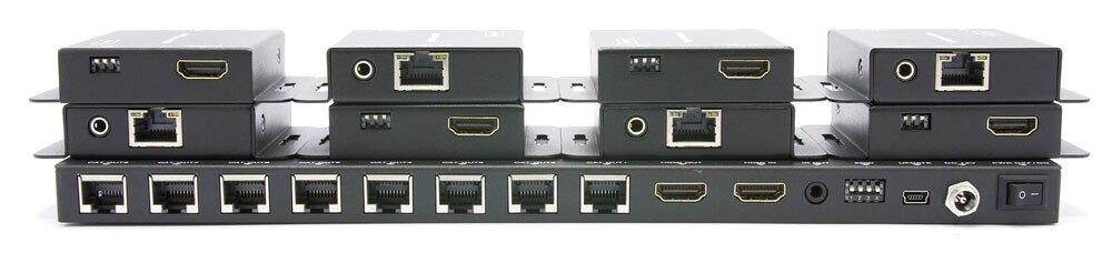 WolfPack 1X8 HDMI Splitter via CAT5 to ~125' w/Bidirectional IR & 9-EDID Modes With 1-Year Warranty