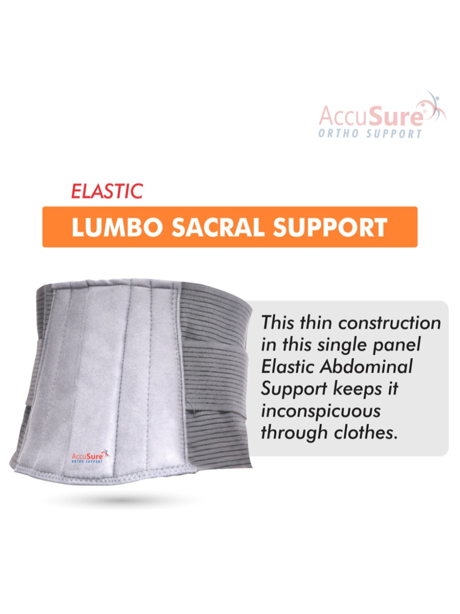 Accusure Lumbo Support Belt Lumbo Sacral Back Support- Ergonomic Design And Breathable - Size-M