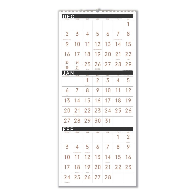 At-a-Glance Contemporary Three-Monthly Reference Wall Calendar 12 x 27 2019-2021 PM11X28