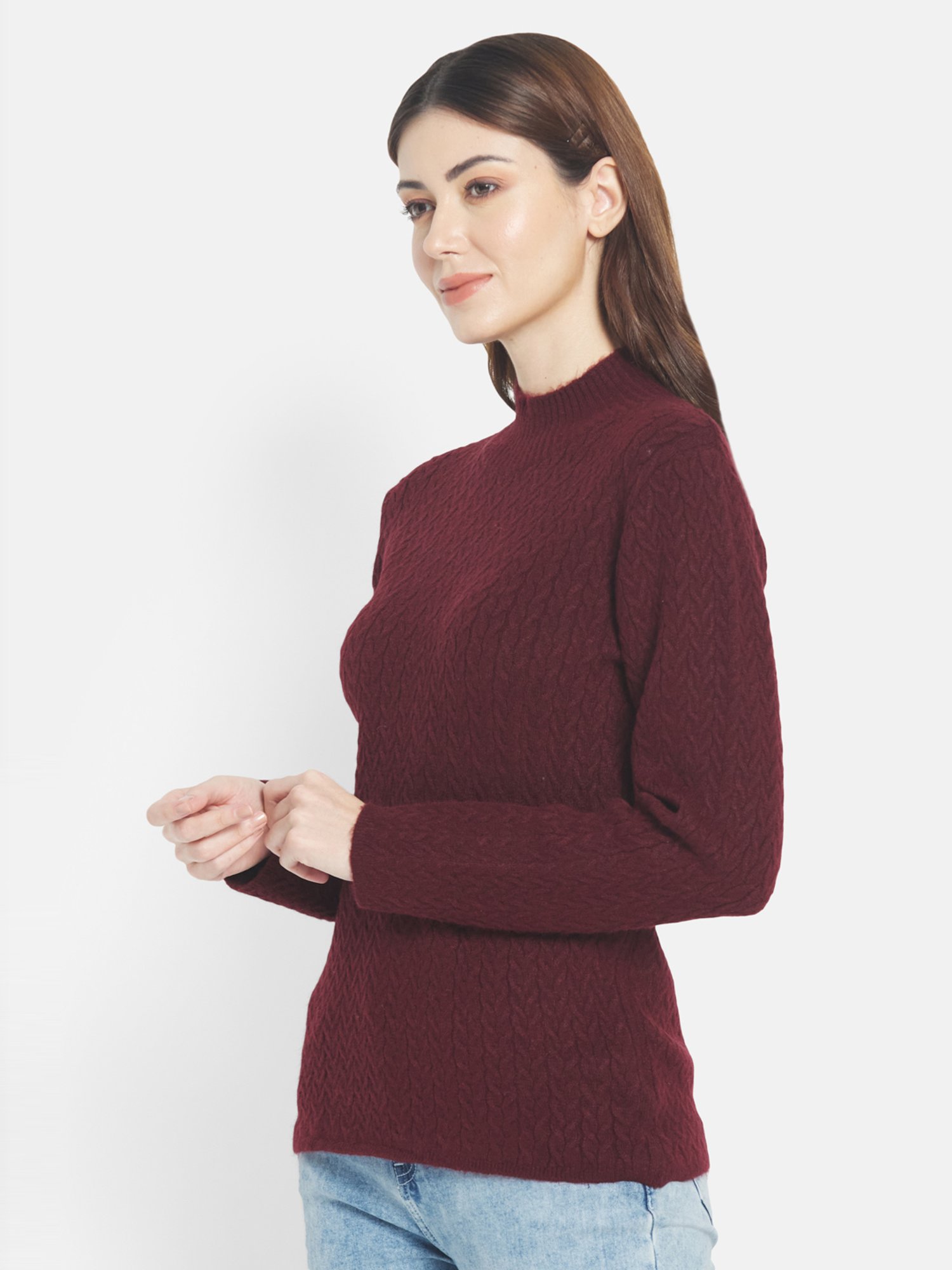 METTLE Maroon Self Pattern Pullover