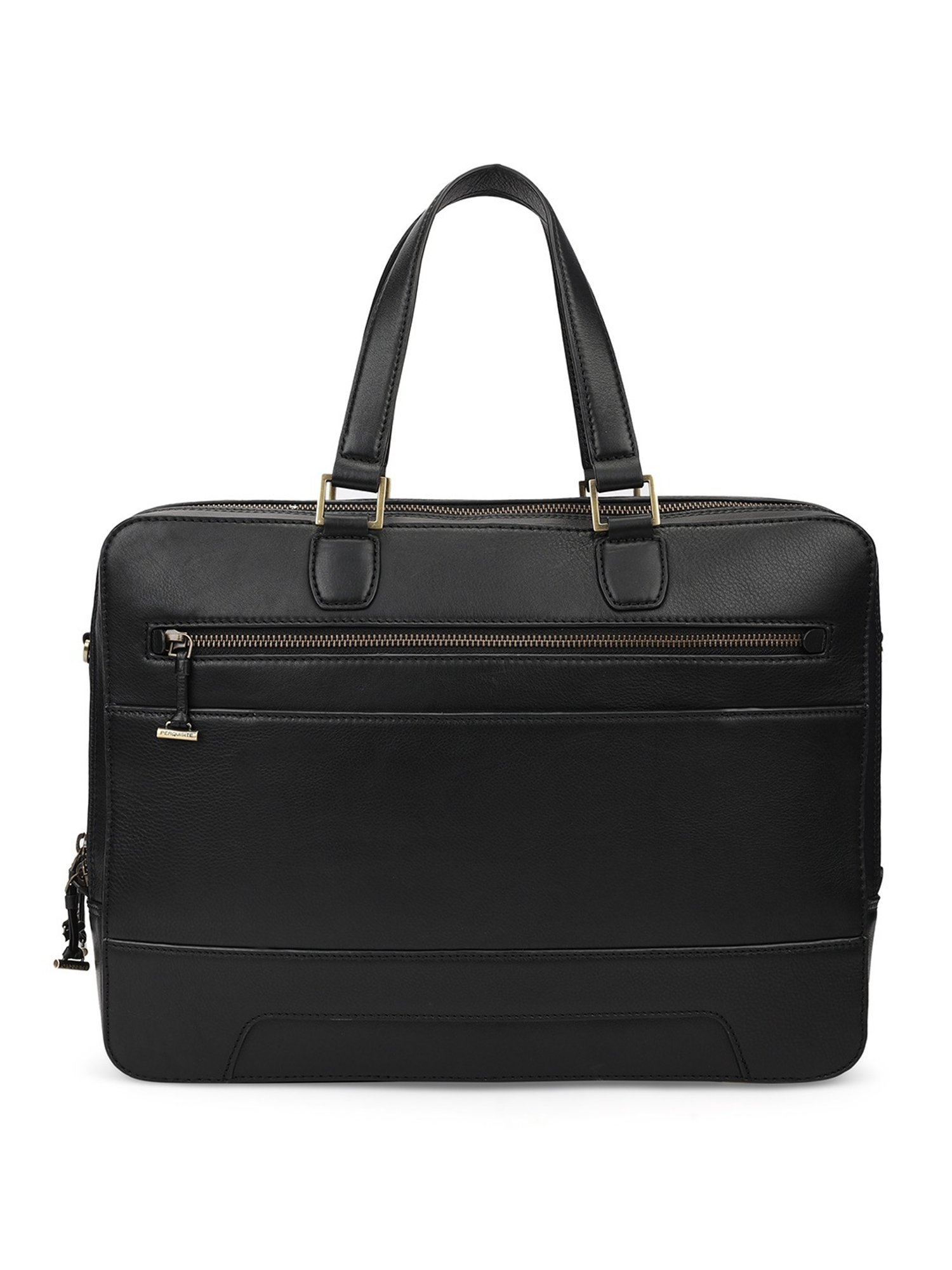 PERQUISITE WARREN Black Leather Medium Messenger Bag