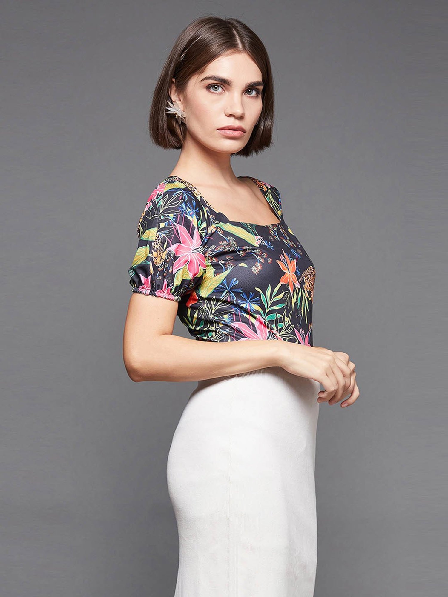 Miss Chase Multicolor Floral Print Top