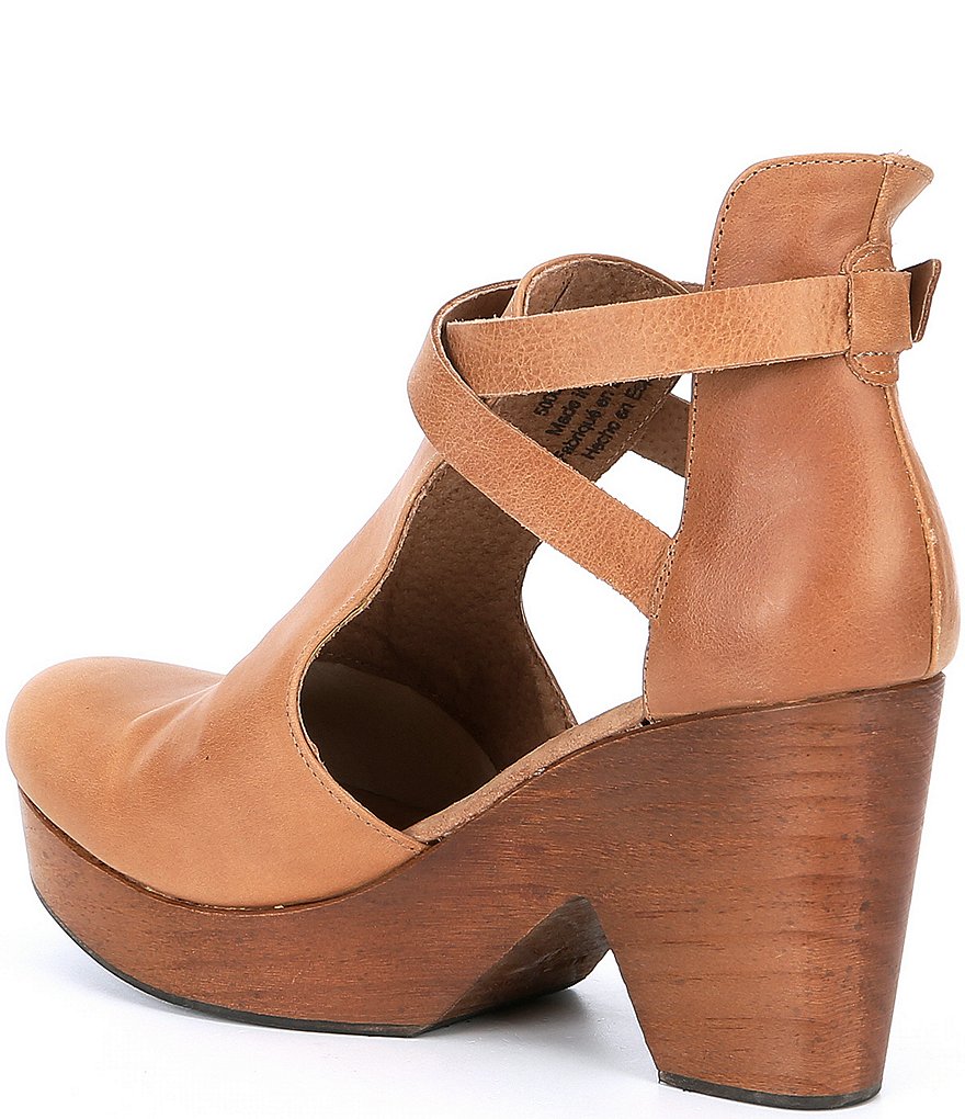 Free People Cedar Leather Buckle Wood Clogs