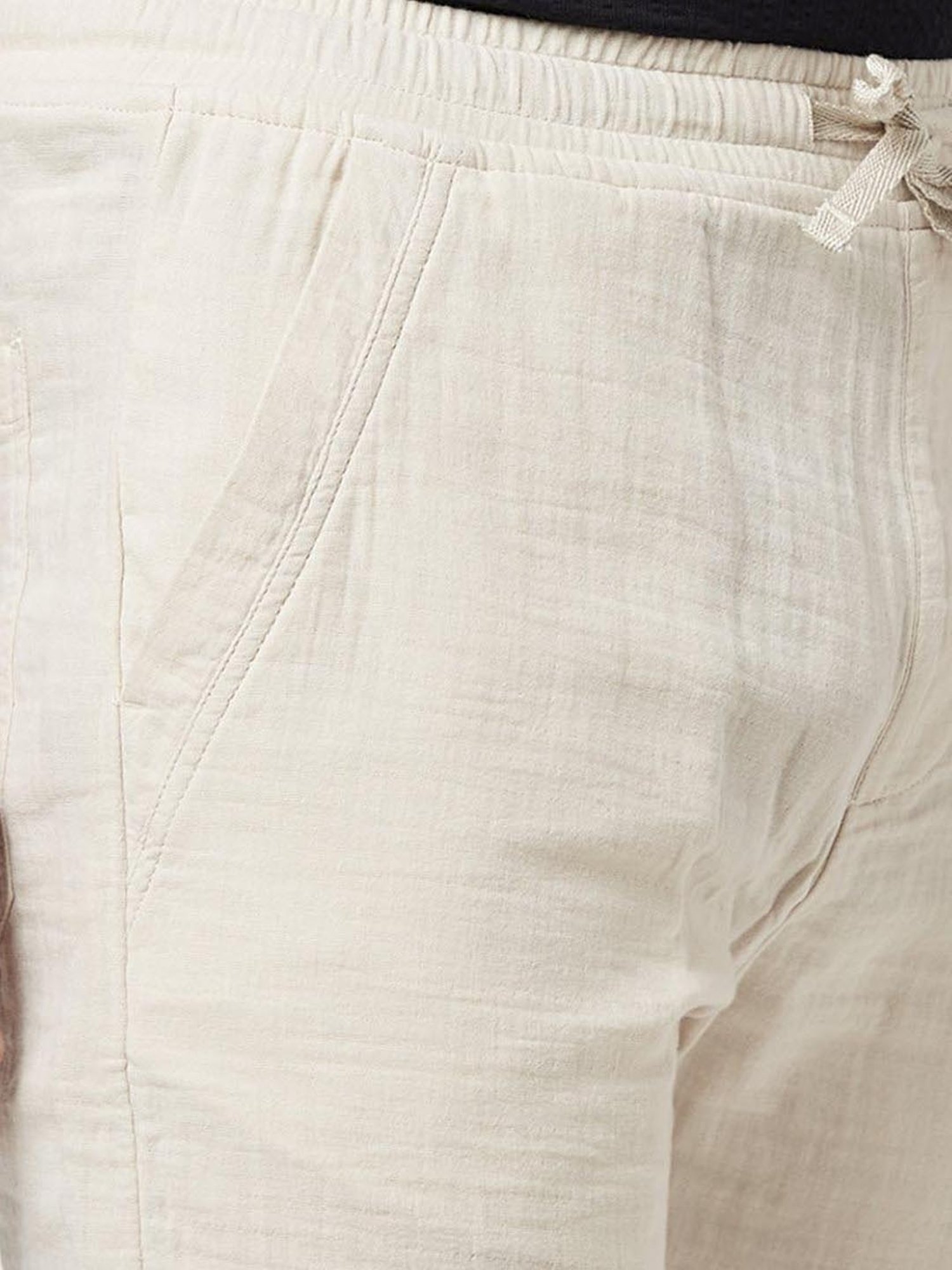 7 Alt By Pantaloons Off White Cotton Slim Fit Texture Shorts