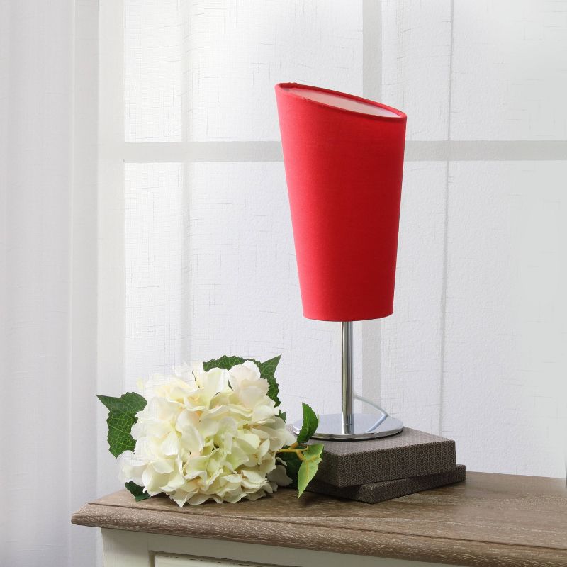 Mini Table Lamp with Angled Fabric Shade Red - Simple Designs