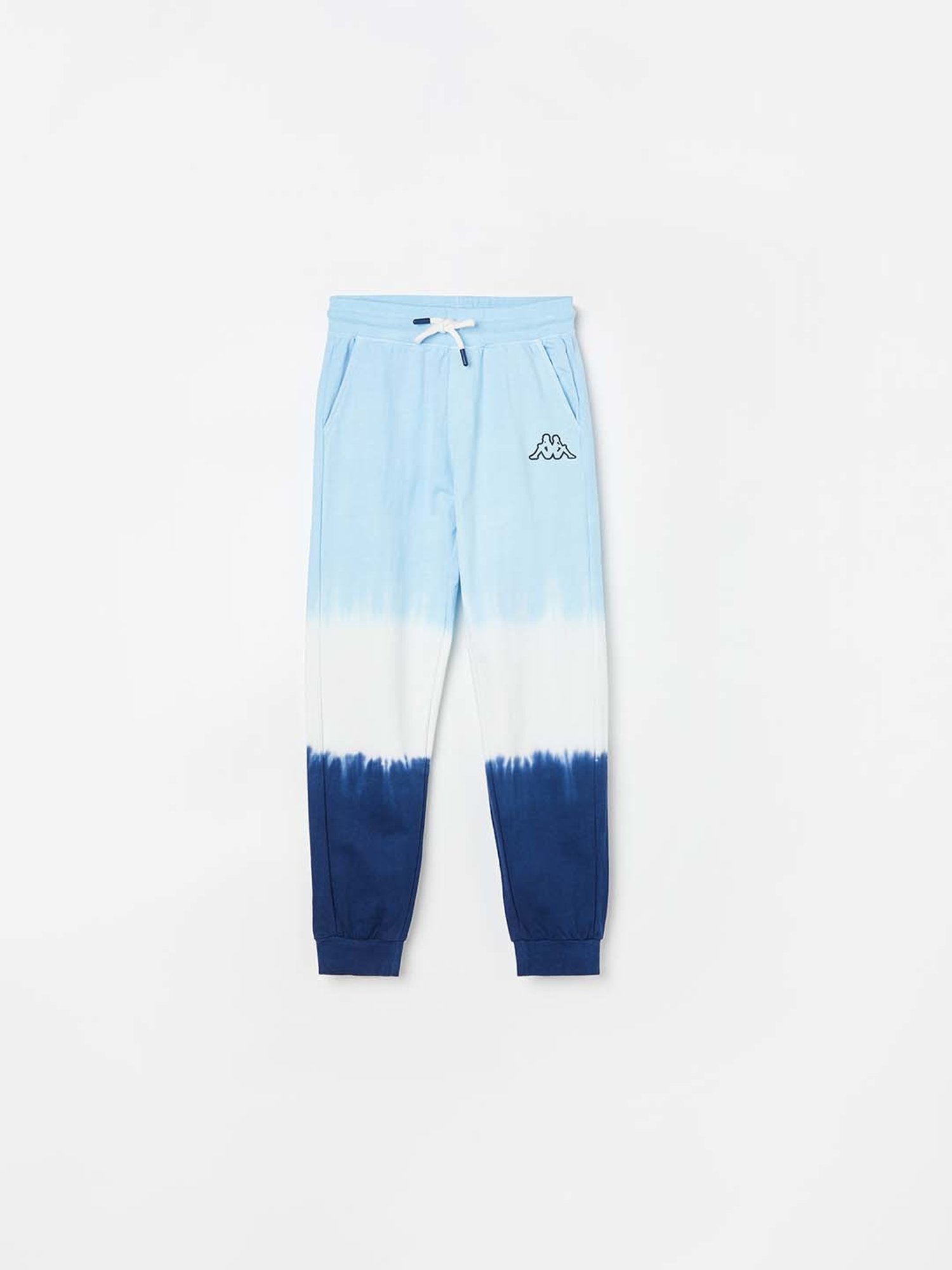 KAPPA Kids Blue & White Cotton Color Block Trackpants