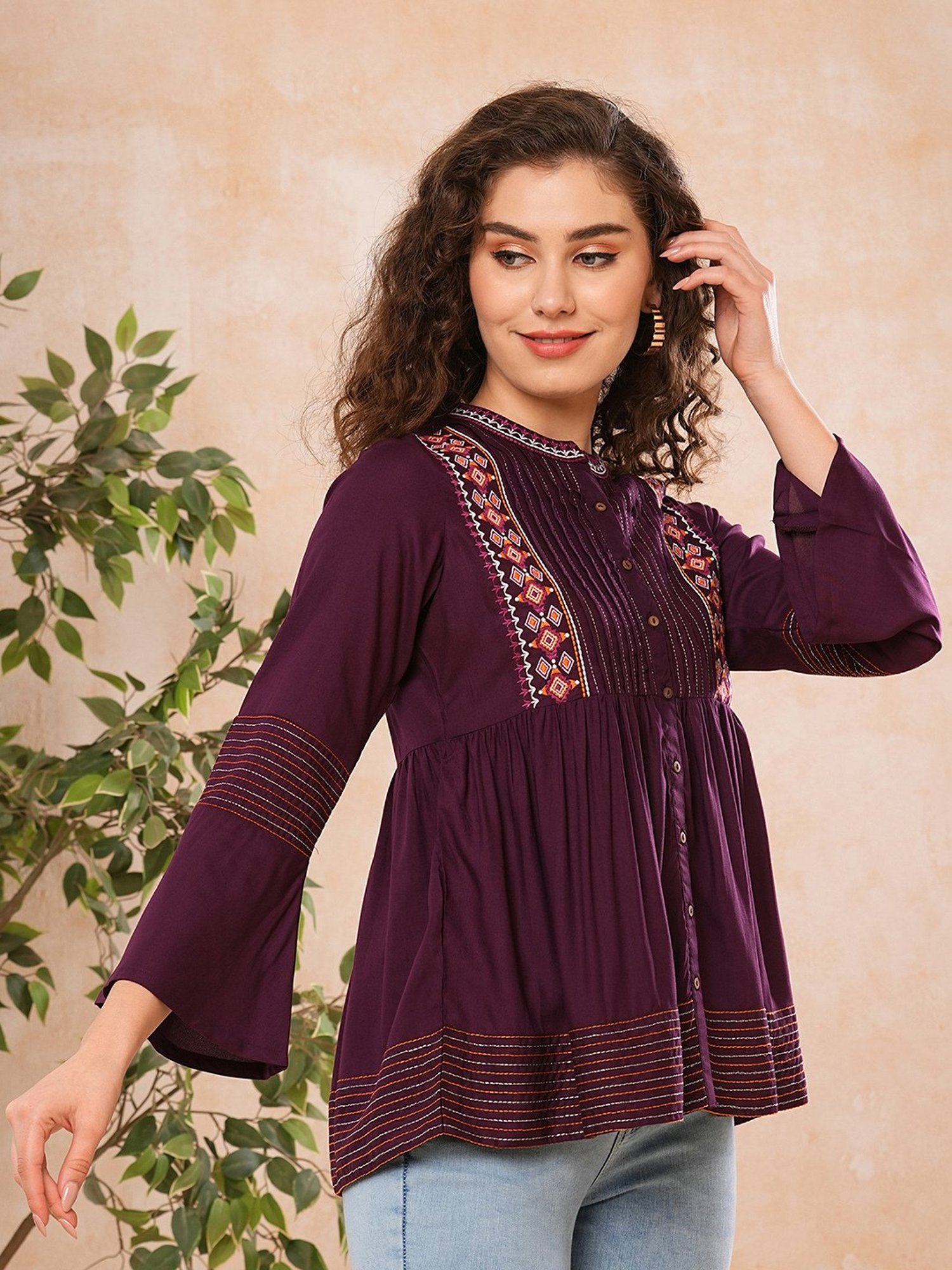 Globus Wine Embroidered Tunic
