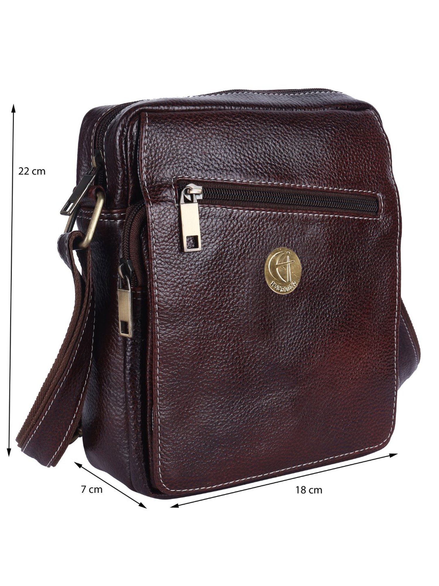 HiLEDER Pure Genuine Leather Messenger Shoulder Sling Cross Body Office Bag for Men and Women,Brown