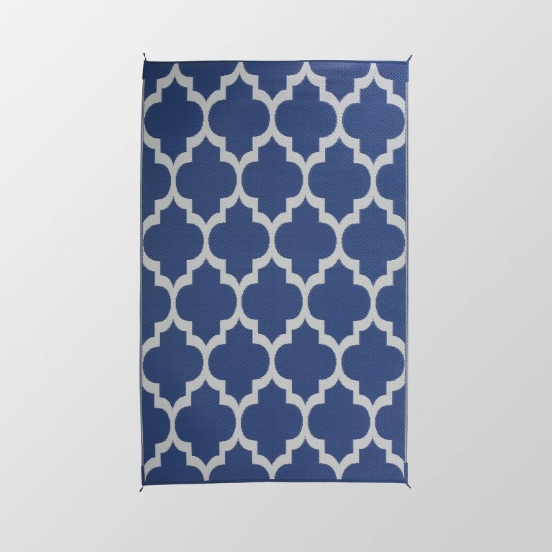 6'x9' Arundel Outdoor Modern Scatter Rug Night Blue/White - Christopher Knight Home