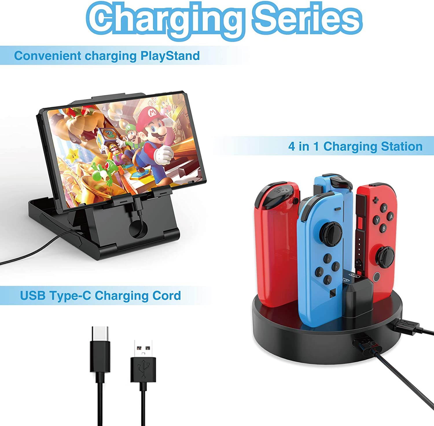 HEYSTOP 25 in 1 Accessories Bundle Compatible with Nintendo Switch,Carry Case, PlayStand, Joycon ,Steering Wheel, Joycon Grip, Screen Protector, Protective Case Cover, Controller Charge Dock &More