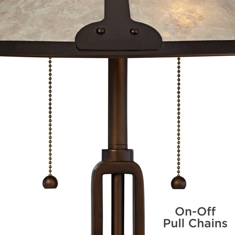 Franklin Iron Works Mission Desk Table Lamp with Hotel Style USB Charging Port Industrial Rubbed Bronze Natural Mica Shade for Bedroom Office
