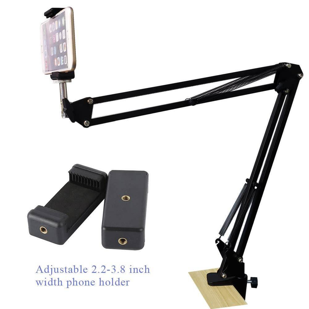 Etubby Webcam Mount Phone Holder Suspension Scissor Arm Webcam Stand Camera Phone Tripod Holder for Cellphones, Logitech Webcam C920 C930 C922 C615 and Other Devices with 1/4" Threaded