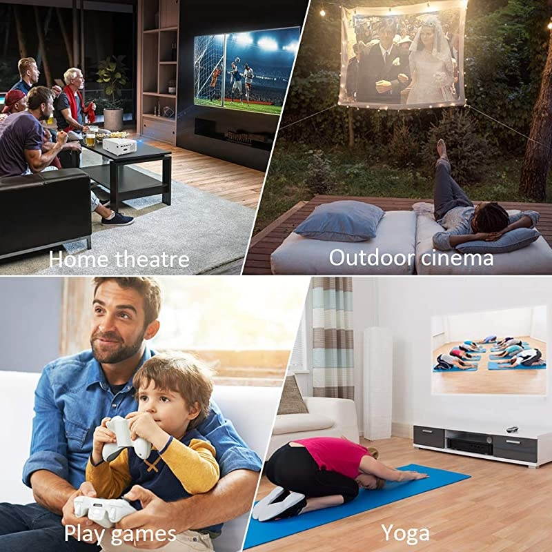 Mini Movie Projector  1080P Supported 4500 LUX Portable Video Projector with 45000 Hrs LED Lamp Life Compatible with TV Stick PS4 HDMI USB AV DVD for Home Entertainment 2020 Upgraded