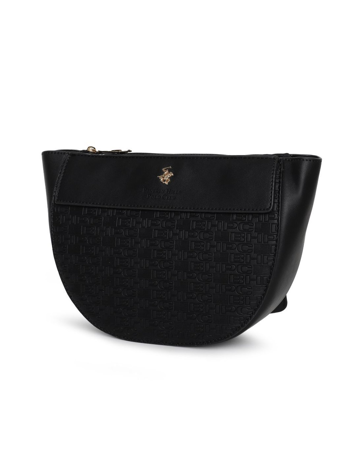 Beverly Hills Polo Club Black Textured Medium Cross Body Bag