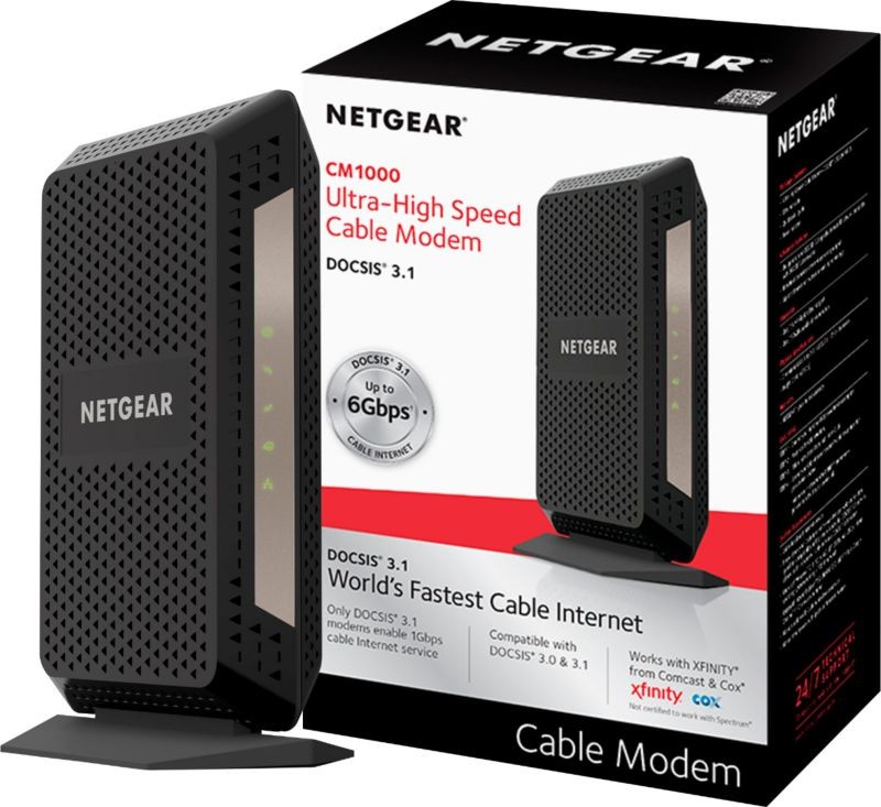 NETGEAR - Nighthawk DOCSIS 3.1 Cable Modem - Black (CM1000-100NAS)