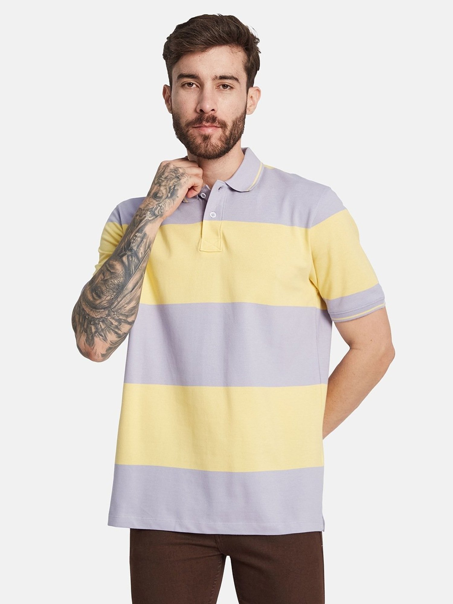 Octave Thistle Regular Fit Color-Block Polo T-Shirt