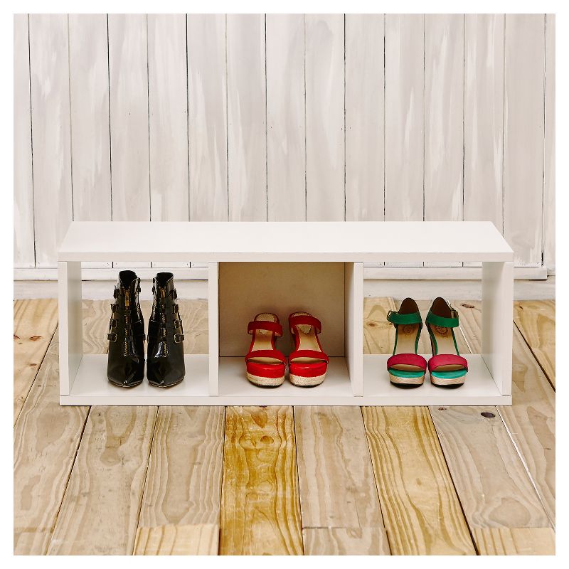 Way Basics Stackable 3 Cubby Eco Storage and Shoe Organizer White