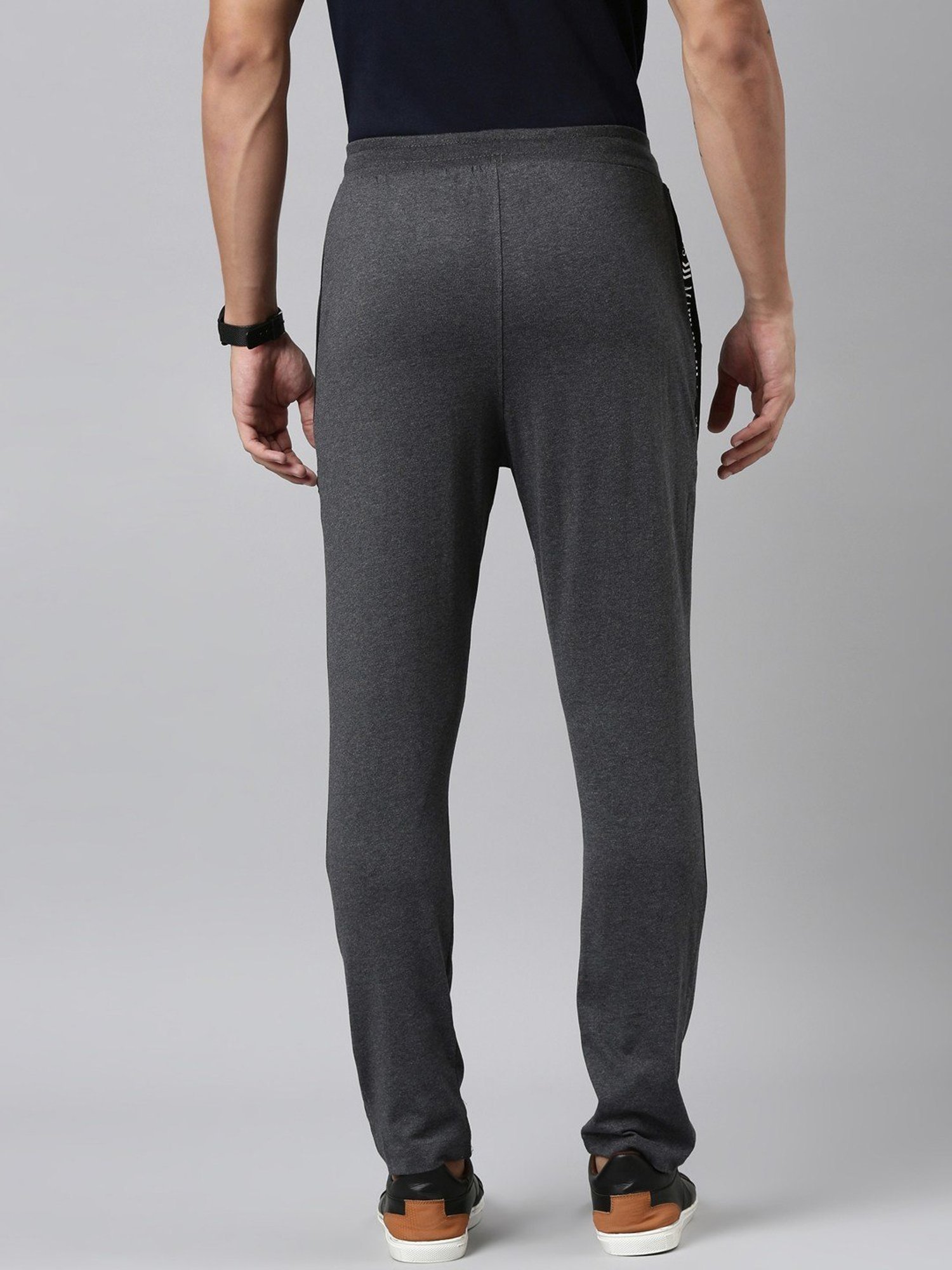 Dixcy Scott Maximus Grey Cotton Regular Fit Colour Block Sports Trackpants
