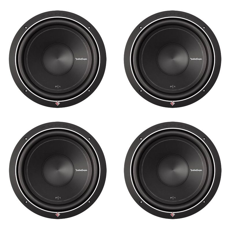 Rockford Fosgate P1S2-12 Punch 12 Inch 500 Watt 2-Ohm Power Car Audio Subwoofer Sub (4 Pack)