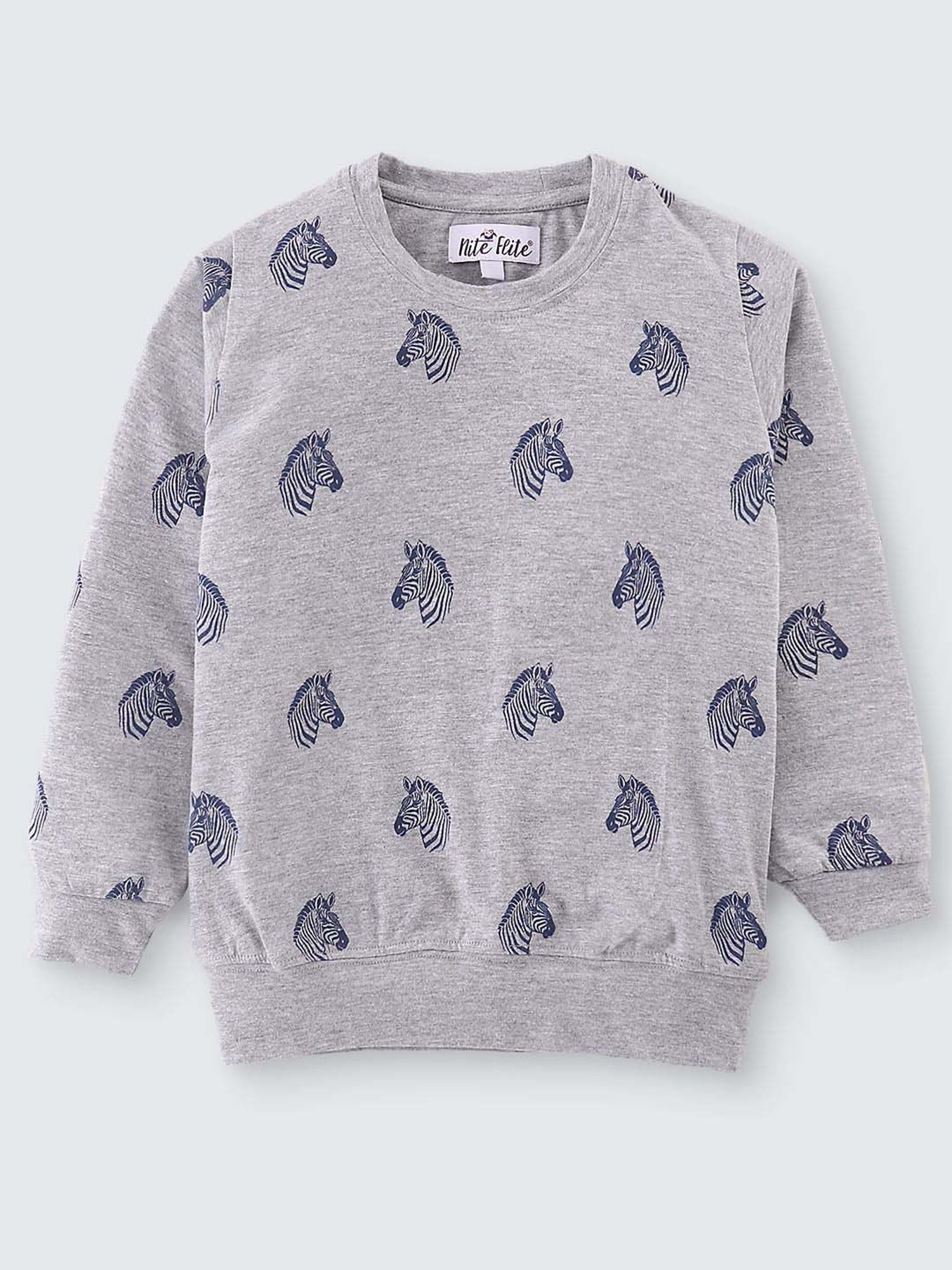 Nite Flite Boys Grey Cotton Printed Full Sleeves Shirt Set