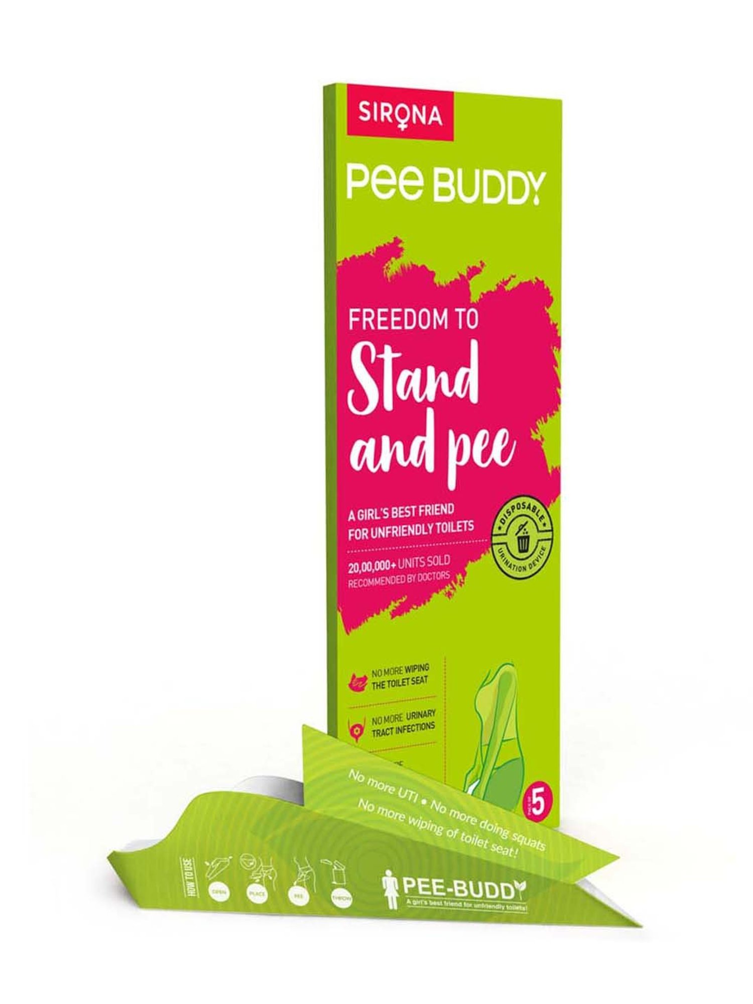 Pee Buddy Stand and Pee Disposable Female Urination Funnel - 5 Pcs