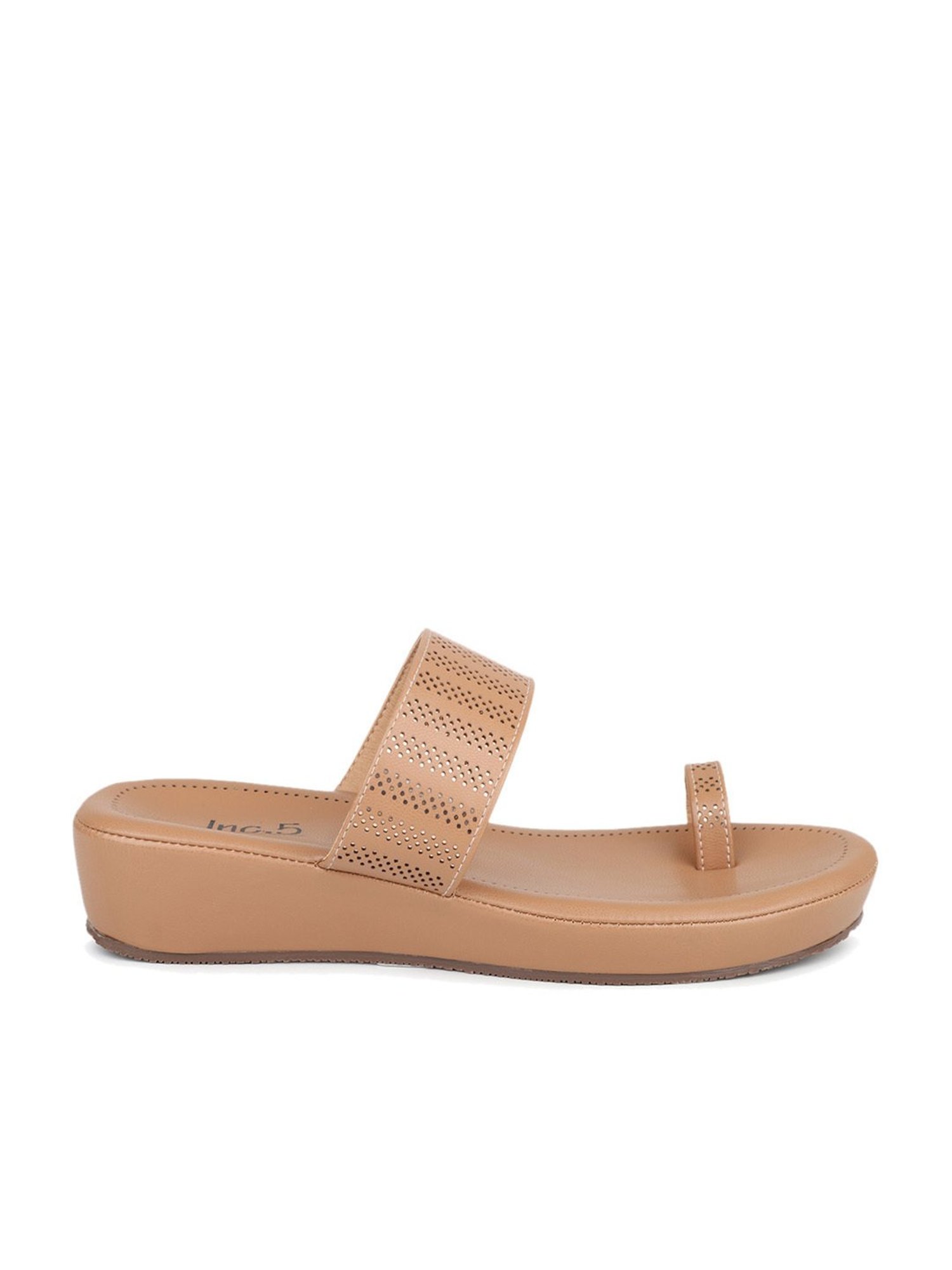 Inc.5 Women's Beige Toe Ring Wedges