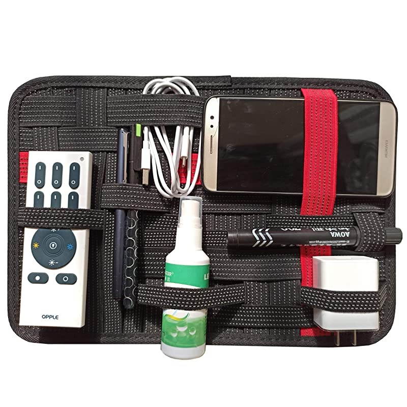 Cable Electronics Organizer Roll-Up Pouch Bags Travel Accessories Case for Cords Cosmetic Brush Portable Electronics Data Line Bag 8.66' X 7'