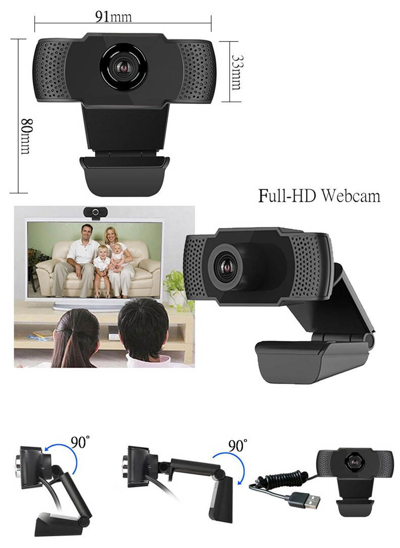 REAL-1080P Full HD USB Webcam Web Camera with Microphone for PC Desktop  Laptop