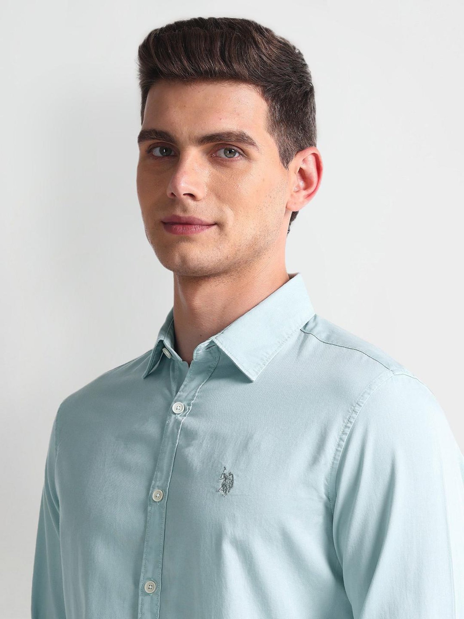 U.S. Polo Assn. Green Cotton Slim Fit Shirt