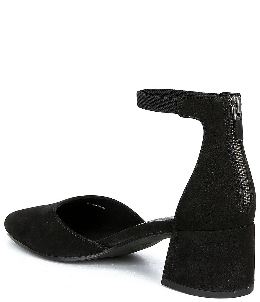 Eileen Fisher Goldie Nubuck Ankle Strap Block Heel Pumps