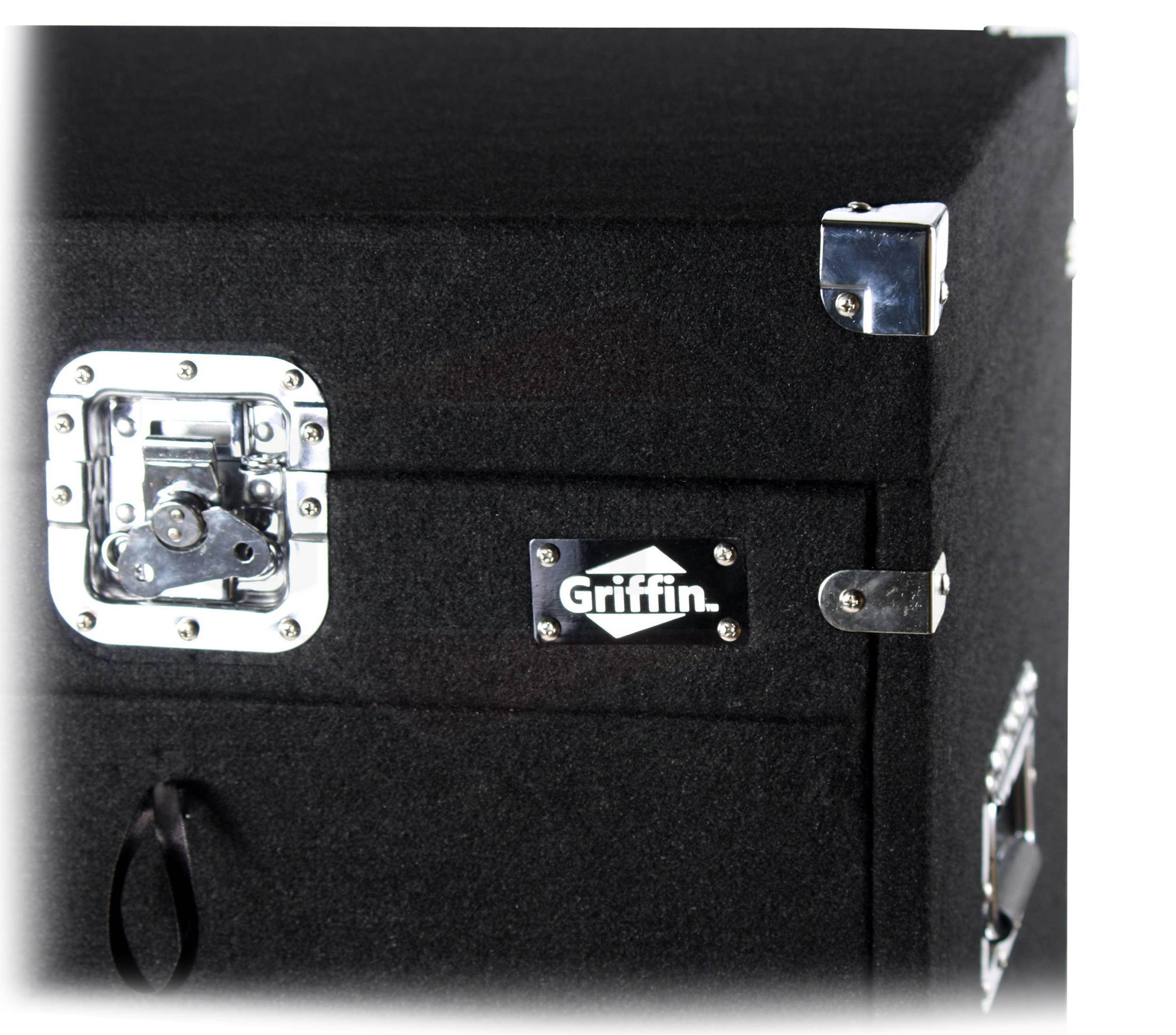 Ultimate Rackmount Studio Mixer Flight Road Case By GRIFFIN | 25U Mount Space Pro-Audio Amp Cabinet Travel Trunk For Music Gear Recording Equipment | Portable DJ Sound Booth Rack Stand Carpet PA Cart