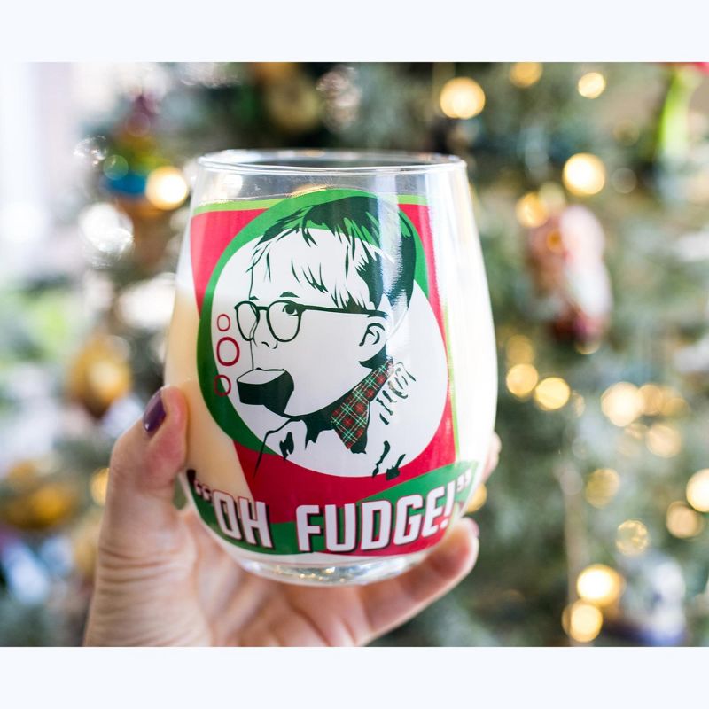 Silver Buffalo A Christmas Story "Oh Fudge!" Stemless Wine Glass | Holds 20 Ounces