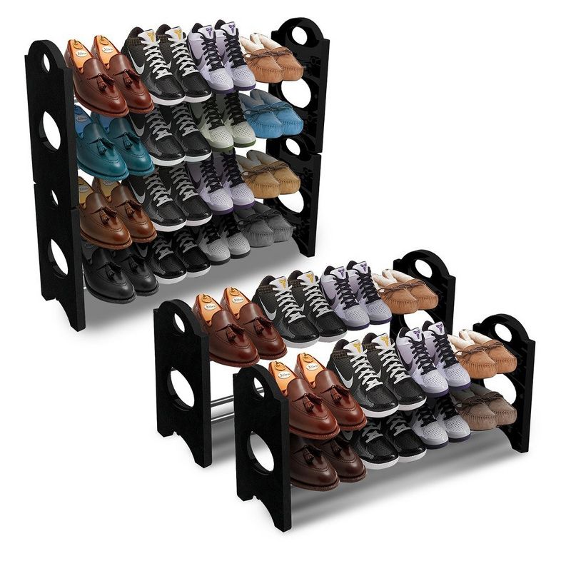 Sorbus Shoe Rack - Black/Silver