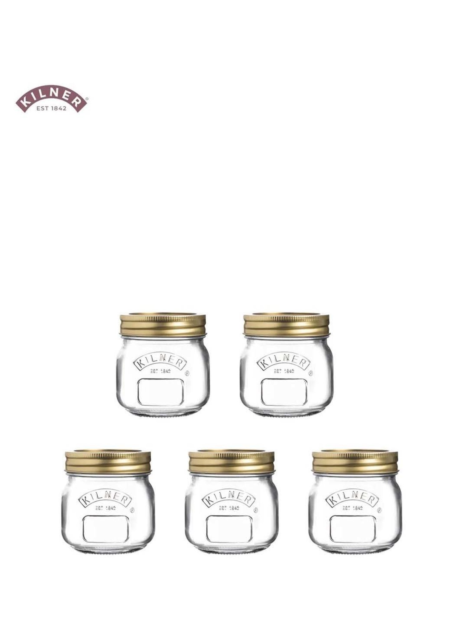 Kilner 5-Piece Transparent Essential Medium Jar Set - 250 ml Each