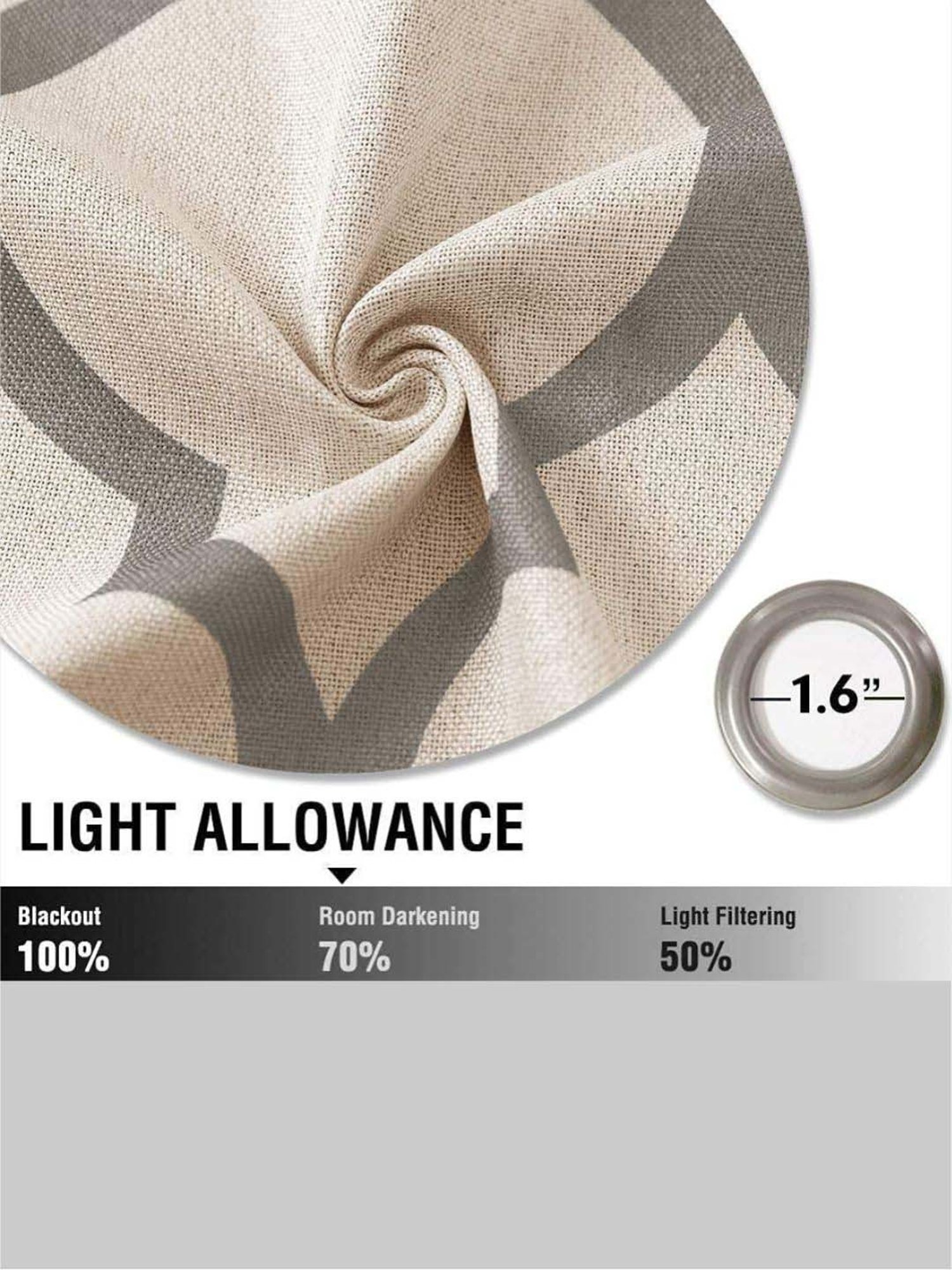 Urban Space White & Golden Cotton 7 Ft. Door Curtain With Stianless Steel Rings - Set of 2