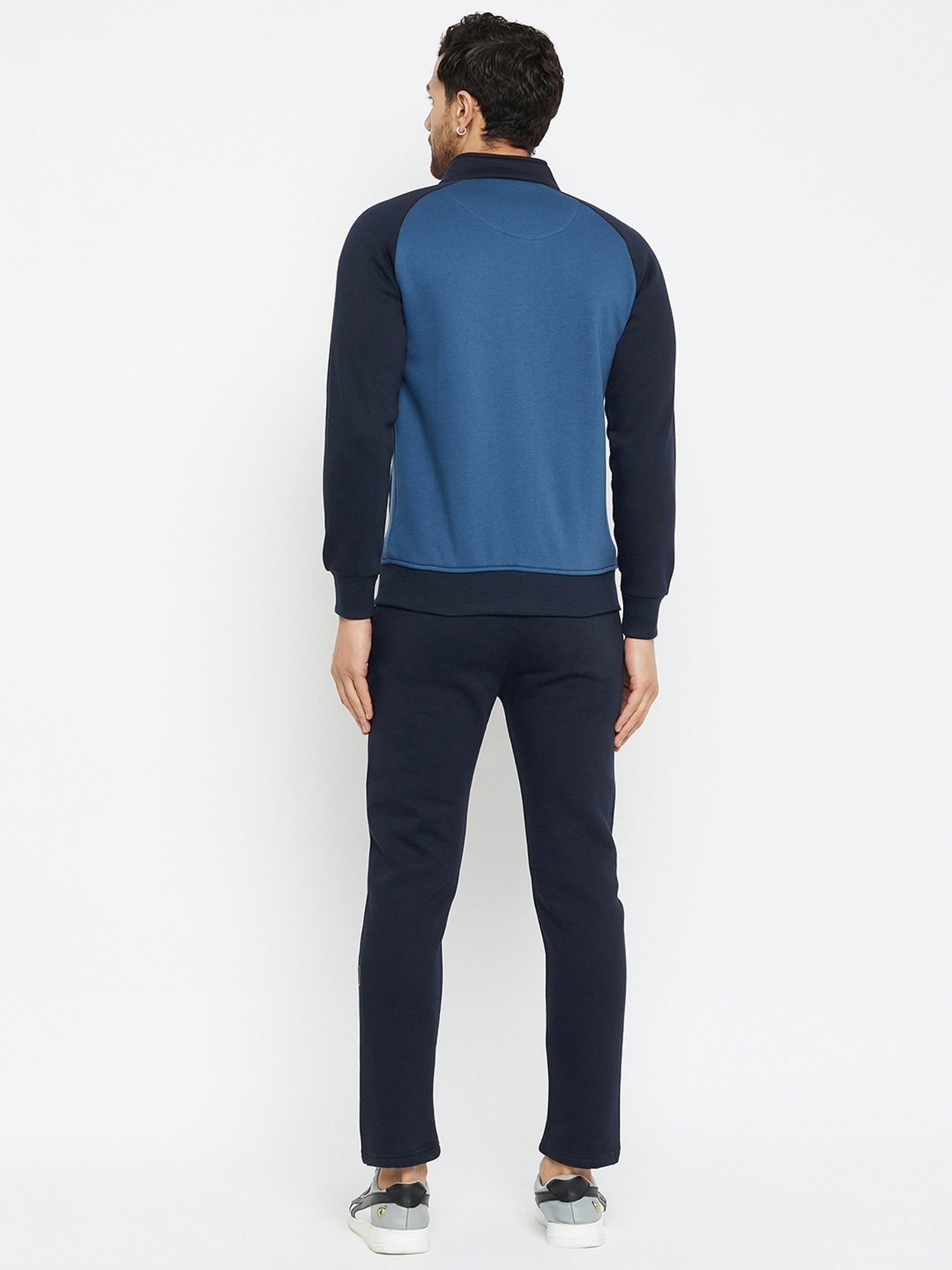 Okane Blue Regular Fit Colour Block Co-Ord Set