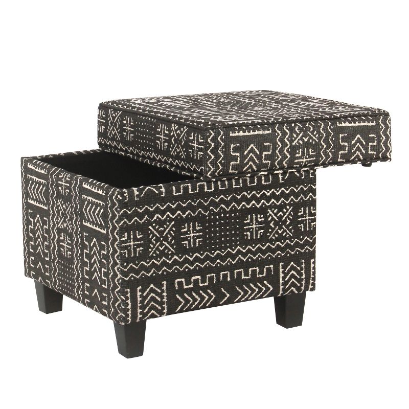 Square Storage Ottoman with Lift Off Top Onyx - HomePop