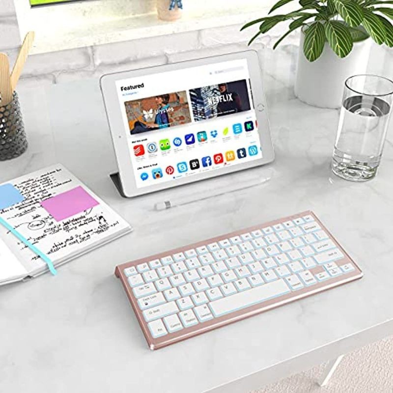 Jelly Comb Backlit Bluetooth Keyboard for iPad 10.2", iPad Pro 10.5" / 11" / 12.9", iPad 5 Gen & Later, iPad Air 4 10.9" /3/2, iPad 7/6/5, iPad Mini 4th Gen&Later, iPhone, Rose Gold