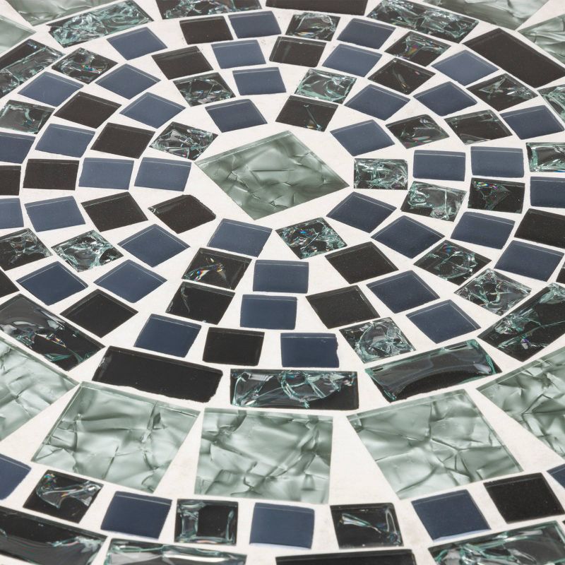 Marbled Glass Mosaic Bistro Set & Two Foldable  Chairs - Alpine Corporation